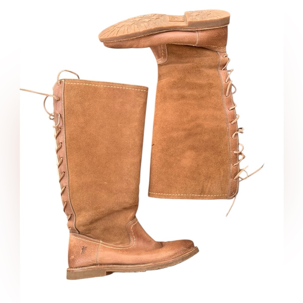 Frye Celia Lace Up Shearling Lined Boots size 7